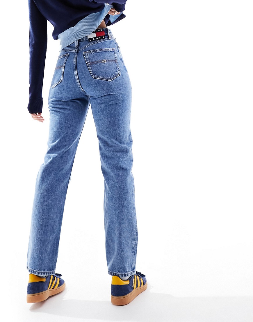 Tommy Jeans Julie ultra high rise straight leg jeans in medium wash-Blue