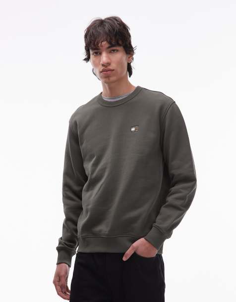 Tommy Jeans - Kakifarvet sweatshirt i regular fit med logomærke - view 1