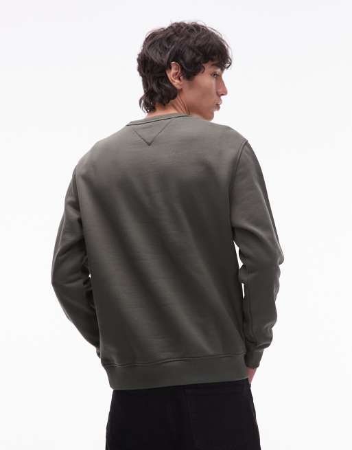 Tommy Jeans - Kakifarvet sweatshirt i regular fit med logomærke, 3 af 5