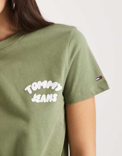 Tommy Jeans - Kakifarvet T-shirt med boblelogo, 2 af 4