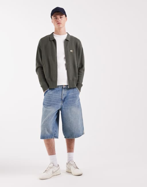Tommy Jeans - Kakigrøn afslappet cardigan med gennemgående lynlås, 2 af 5