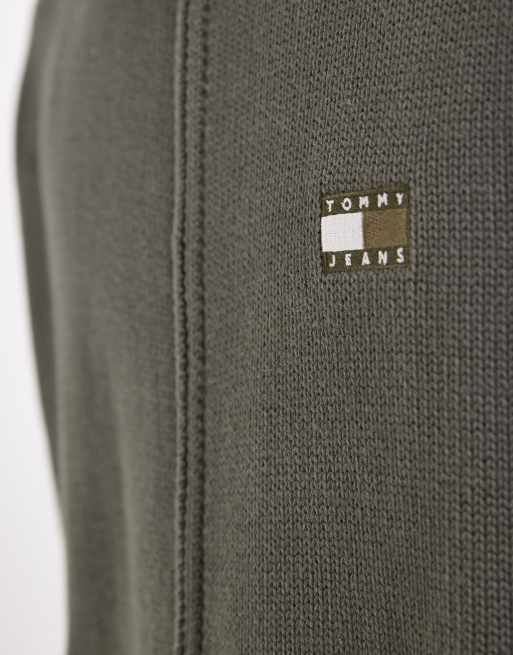 Tommy Jeans - Kakigrøn afslappet cardigan med gennemgående lynlås, 3 af 5