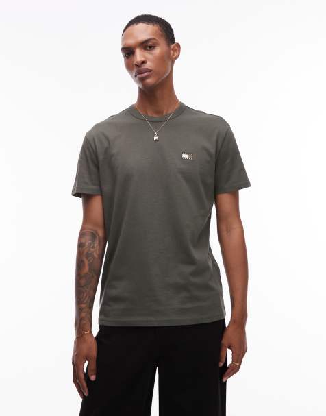 Tommy Jeans - Kakigrøn T-shirt med mærke i regular fit - view 1