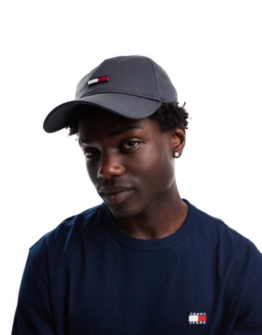 Tommy Jeans – Kappe in Dunkelgrau mit großem Flaggen-Logo