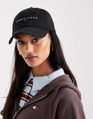 Tommy Jeans - Kappe in Schwarz mit linearem Logo