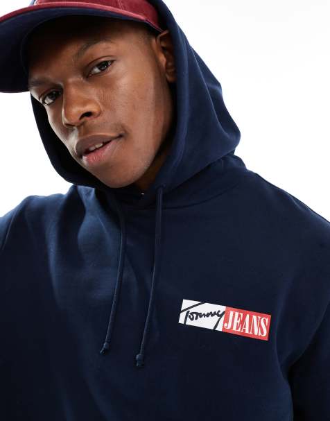 Tommy Jeans – Kapuzenpullover in Marineblau mit Kordelzug und Signatur-Logo - view 1