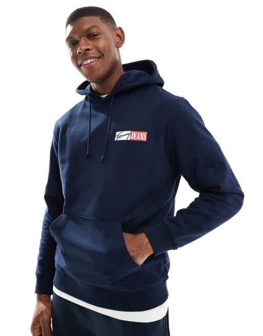 Tommy Jeans – Kapuzenpullover in Marineblau mit Kordelzug und Signatur-Logo, 3 von 4