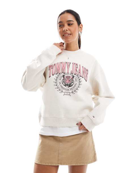 Tommy Jeans – Kastig geschnittenes Sweatshirt mit mehrfarbigem Logo - view 1