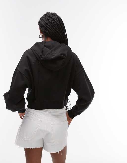 Tommy Jeans – Kastige Kapuzenjacke in Schwarz mit Reißverschluss, 2 von 4