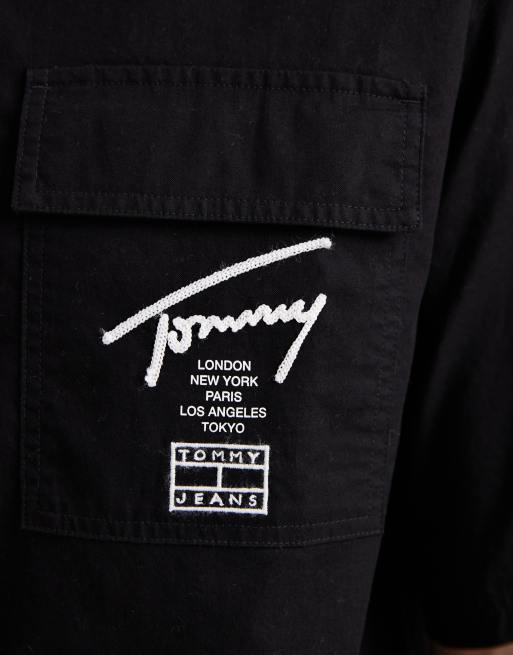 Tommy Jeans – Kastiges, kurzärmliges Skater-Hemd in Schwarz, 5 von 5