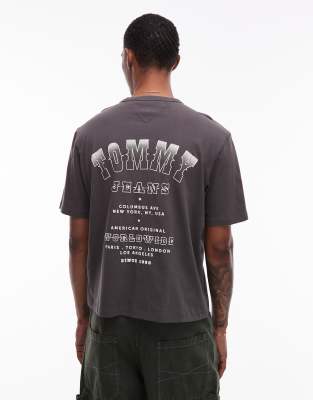 Kastiges Oversize-T-Shirt in verwaschenem Schwarz mit Western-Rückenprint Schwarz 54
