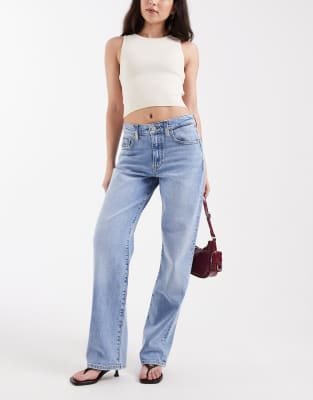 Tommy Jeans Kira Mid Rise Slim Straight Jeans In Blue