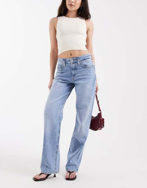Tommy Jeans Kira mid rise slim straight jeans in light wash blue - view 1