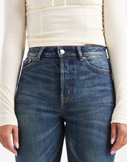 Tommy Jeans Kira mid rise slim straight turn up jeans in dark wash, 4 of 5