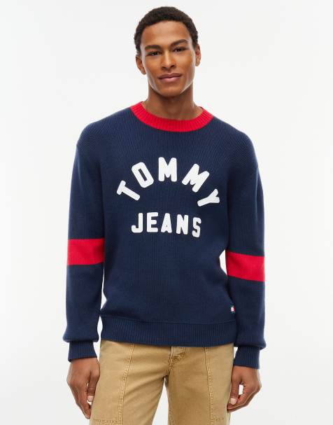 Tommy Jeans klassischer Pullover mit Logo-Applikation in Dunkelblau - view 1
