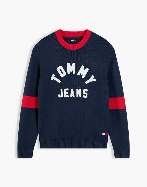 Tommy Jeans klassischer Pullover mit Logo-Applikation in Dunkelblau, 5 von 6