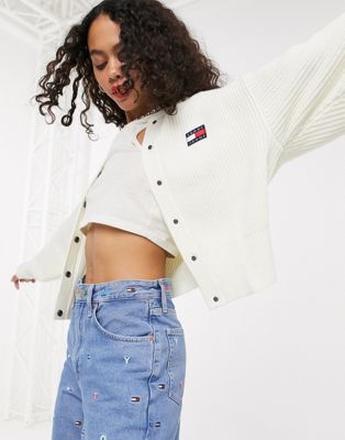 Tommy Jeans knitted cardigan in white 