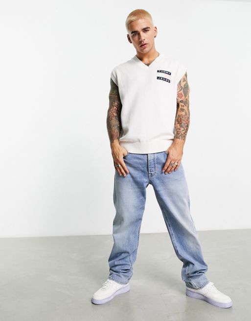 Tommy Jeans cotton skater tapered carpenter jeans in mid wash