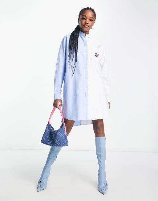 Tommy Jeans – Kolorowa sukienka koszulowa oversize z logo