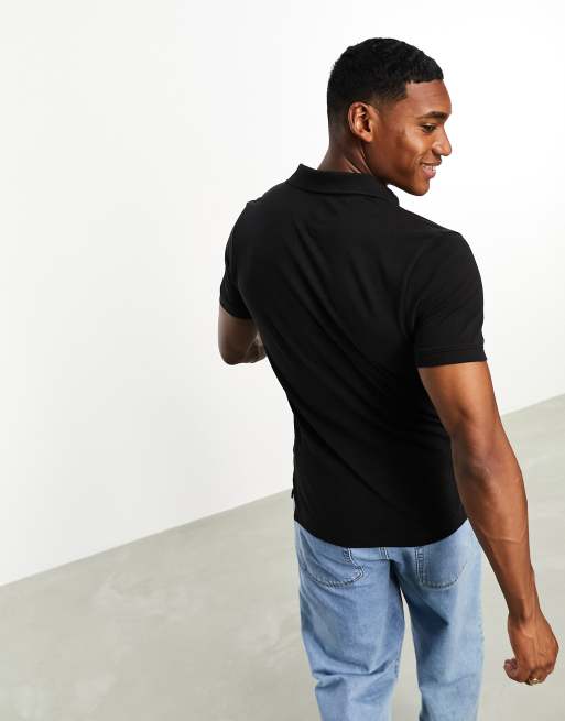 Tommy Jeans – Kurzärmeliges Poloshirt in Schwarz mit schmaler Knopfleiste, 3 von 4