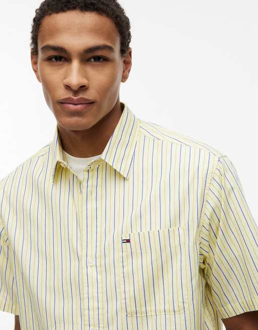 Tommy Jeans – Kurzärmliges Relaxed-Fit-Hemd mit Streifen in Bunt-Gelb, 3 von 6