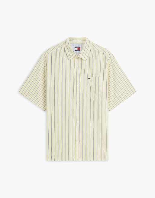 Tommy Jeans – Kurzärmliges Relaxed-Fit-Hemd mit Streifen in Bunt-Gelb, 5 von 6