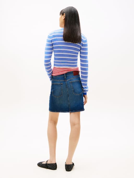 Tommy Jeans – Kurzer Mom-Jeansrock in Dunkelblau mit ultrahohem Bund, 4 von 5