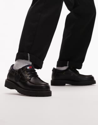 Tommy Jeans Lace-up Boat Shoes In Black