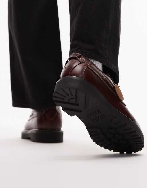 Tommy Jeans lace-up boat shoes in burgundy ASOS