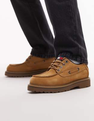 Tommy Jeans Lace-up Boat Shoes In Brown