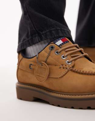Tommy Jeans Lace-up Boat Shoes In Brown