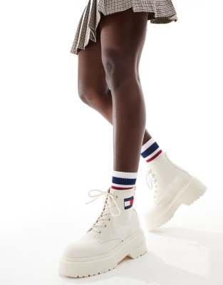 Tommy Jeans Lace-up Festival Boots In White