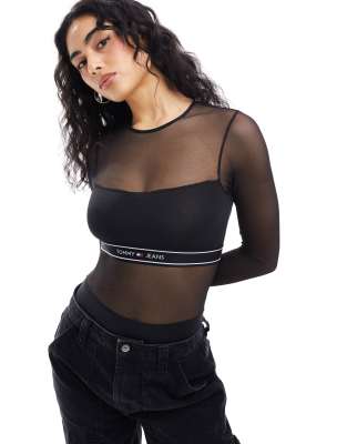 Tommy Jeans - Langärmliger Body in Schwarz