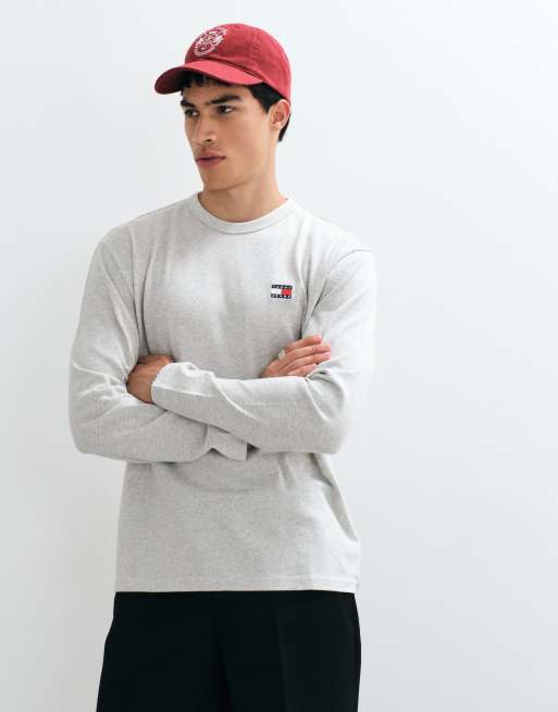 Tommy Jeans – Langärmliges Shirt in Hellgrau mit Logo-Aufnäher, 3 von 5