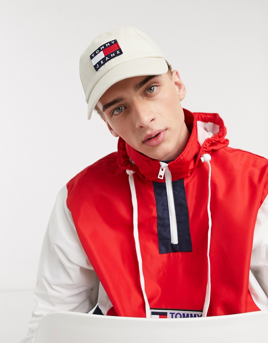 TOMMY JEANS TOMMY JEANS LARGE FLAG LOGO CAP IN STONE,AM0AM05953RB7-US