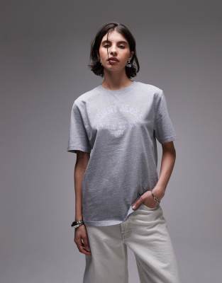 Tommy Jeans - Lässig geschnittenes T-Shirt in Grau mit College-Logo