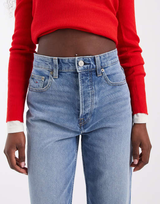 Tommy Jeans Layla high rise slim straight fit jeans in mid wash blue, 4 of 5