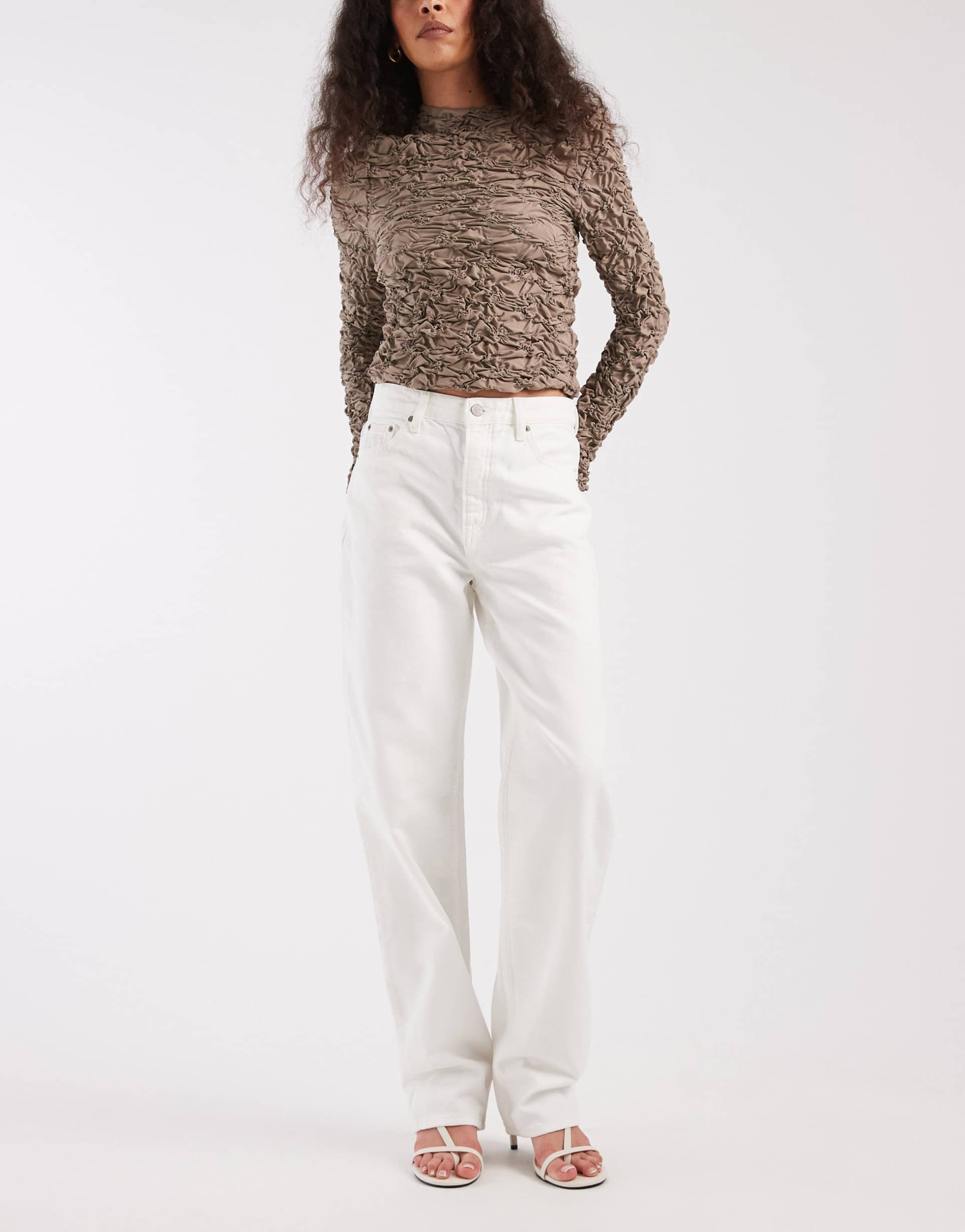 tommy jeans layla high rise slim straight fit jeans in white