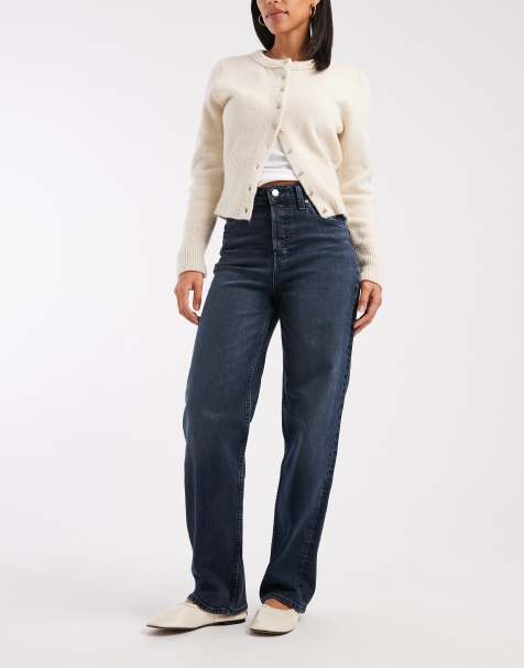 Tommy Jeans Layla high rise slim straight jeans in dark wash blue 