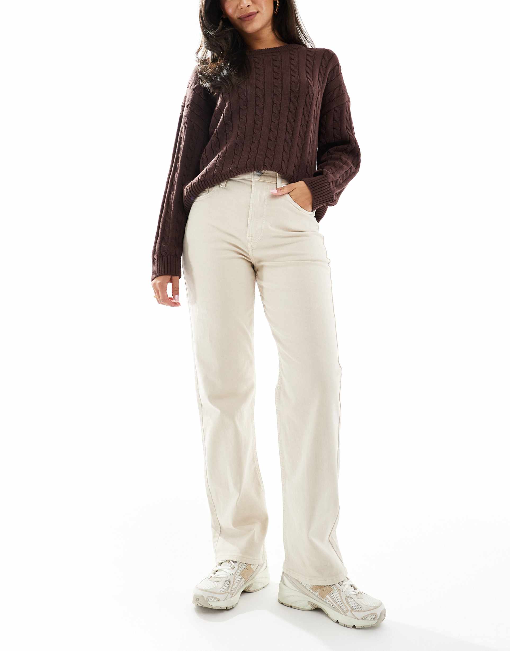 tommy jeans layla high rise slim straight jeans in sand