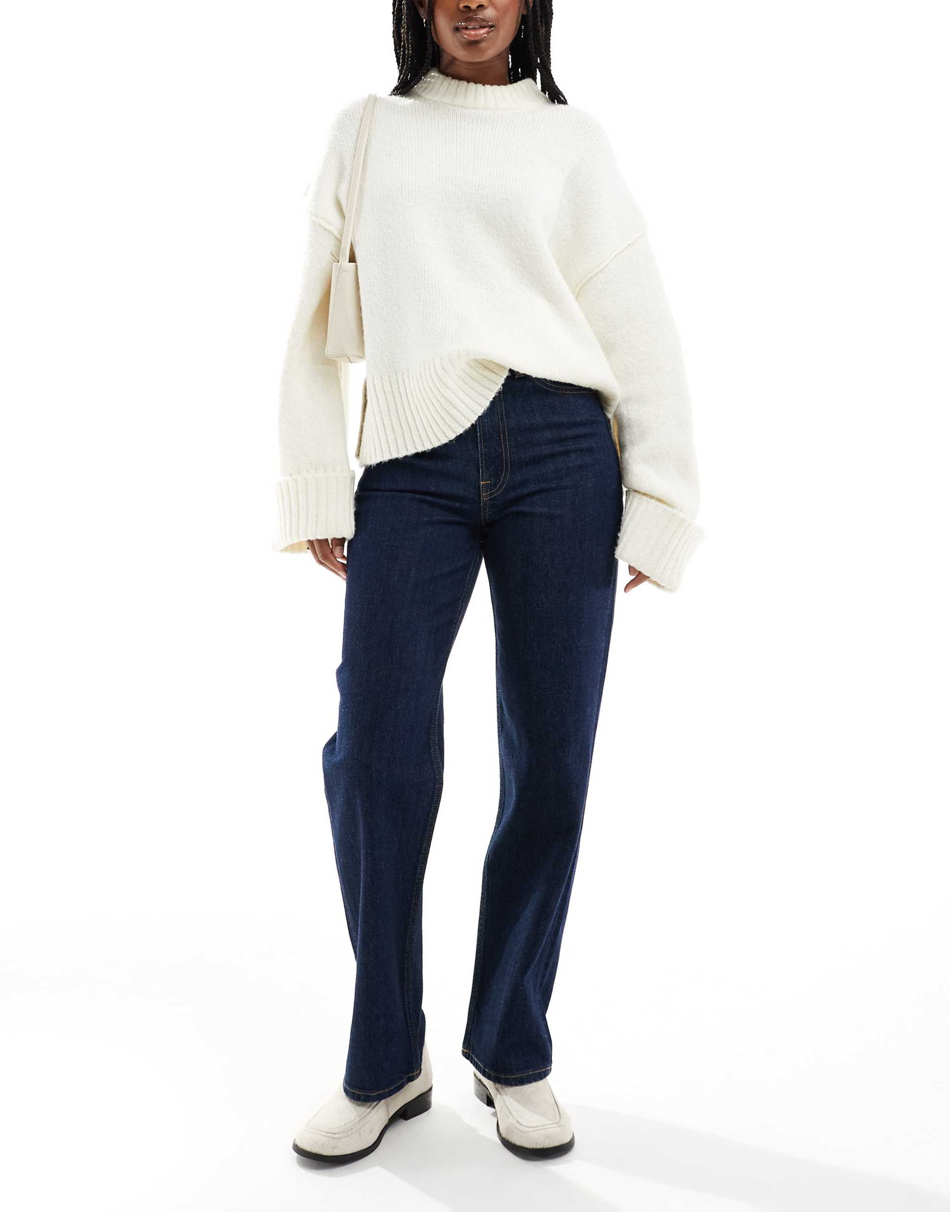 tommy jeans layla high rise slim straight leg jeans in indigo wash