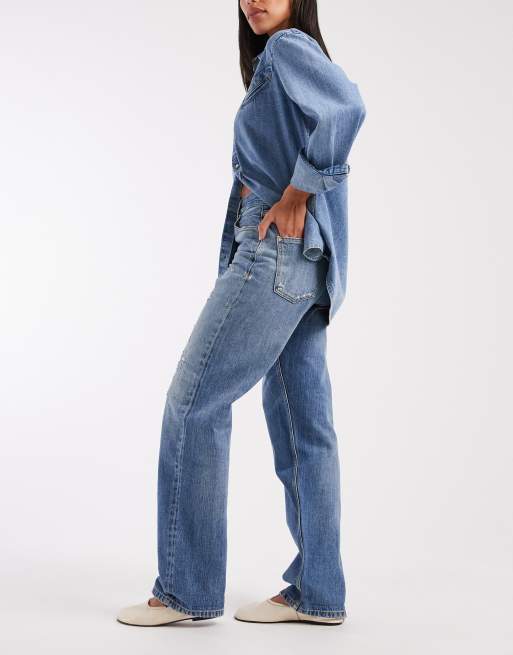 Tommy Jeans Layla high rise slim straight leg jeans in light wash, 3 of 5