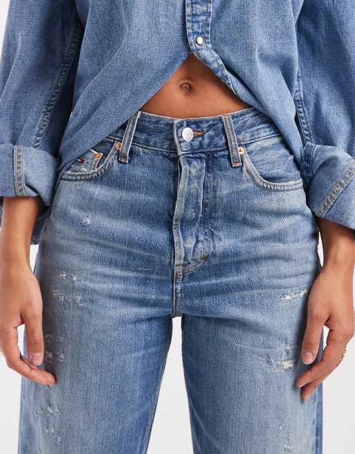 Tommy Jeans Layla high rise slim straight leg jeans in light wash, 5 of 5