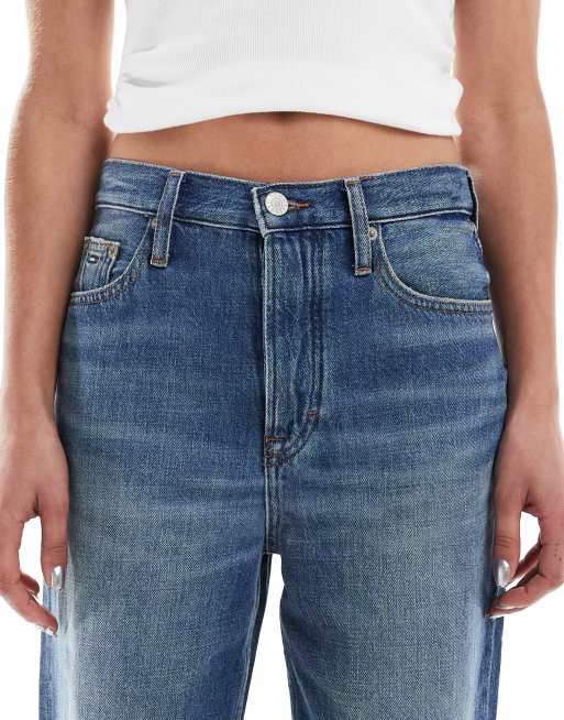 Tommy Jeans Layla high rise slim straight leg jeans in mid wash blue, 5 of 5