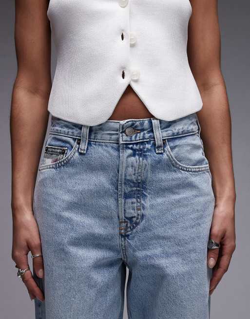 Tommy Jeans Layla high rise slim straight leg jeans in mid wash blue