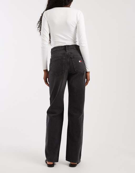 Tommy Jeans Layla high rise straight fit jeans in black, 2 of 5