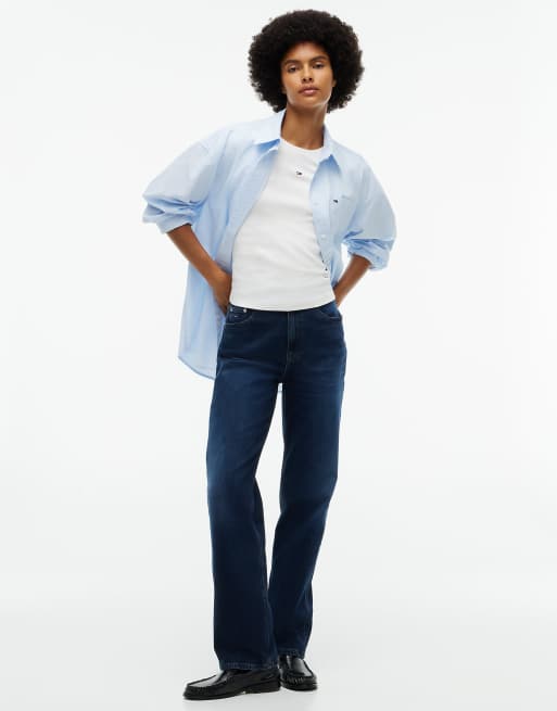 Tommy Jeans Layla high rise straight leg jeans in denim blue black, 2 of 7