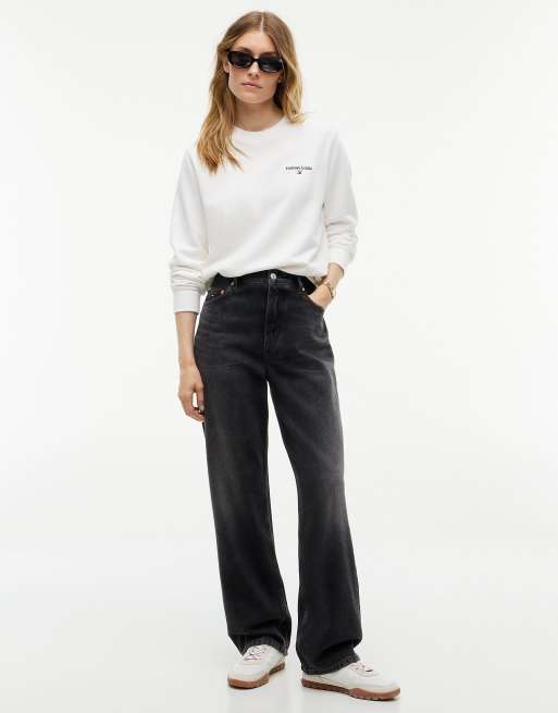 Tommy Jeans Layla jean droit taille haute noir en denim noir, 2 de 7