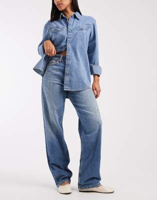 Layla - Jean slim droit à taille haute - Bleu clair délavé W30 L30