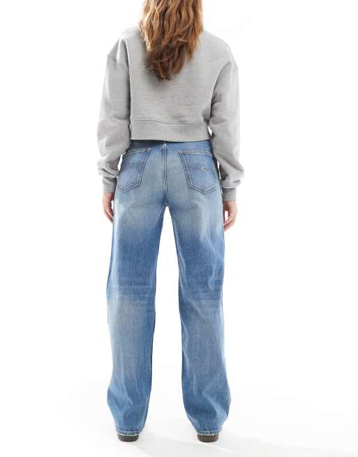 Tommy Jeans – Layla – Mellanblå, tvättade, raka jeans med smal passform, 3 av 5
